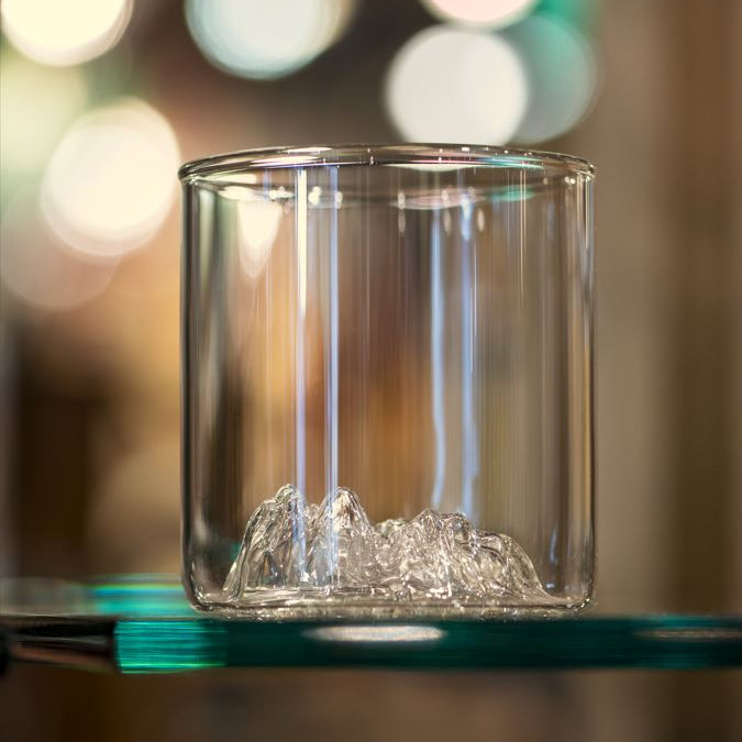 Canadian Mountain range whisky glass. Canadian brands sold in Calgary.