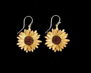 Sunflower Wire Drop Earrings