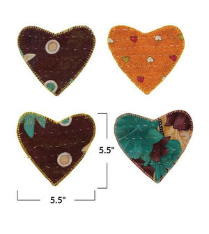 Vintage Sari Heart Shaped Coaster