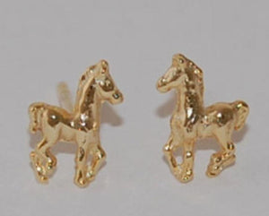 Golden Running Horse Stud Earrings