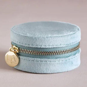 Blue Round Velvet Jewelry Case