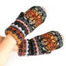 Orange Nordic Snowflake Wool Mittens