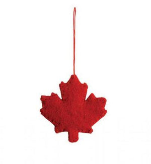 Felted Red Maple Leaf - Ornament