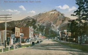 Town in Shadow of Mt. Banff Vintage Postcard