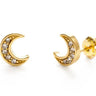Crystal Crescent Moon Studs