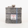 Grey Tartan Harris Tweed Hip Flask