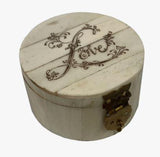 2-1/4" Round Bone Ring Box Engraved with "Love"
