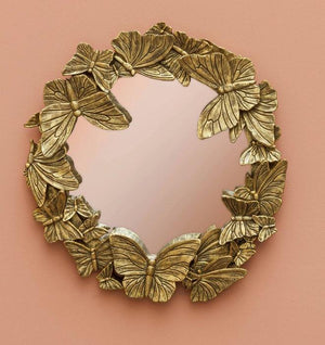 Anitqued Golden Butterfly Mirror