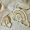 Rainbow and Cloud Brass Earrings