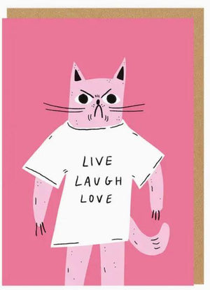 Live Laugh Love Cat Greetings Card