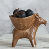 Brown Stoneware Donkey with Bowl