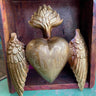 Sacred Heart Box with Wings Wall Decor