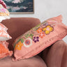 Floral Embroidered Lumbar Pillow
