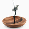 Bronze Bird & Wooden Bowl