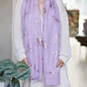 Birds Print Rose Gold Foil Scarf - Purple