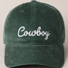 "Cowboy" Green Corduroy Hat