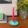 Aqua Enamel Candlestick Holder