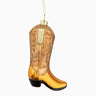 Brown And Gold Glass Cowboy Boot Ornament