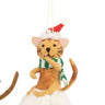 Ginger Cat In Hat and Scarf Riding Snowball