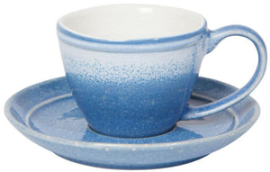 The Mineral Blue Espresso Cup and Saucer are sure to make your morning routine a cheery one. Made of stoneware, this espresso cup holds 3 ounces of your favorite variety. The set is dishwasher safe and microwave safe. 
