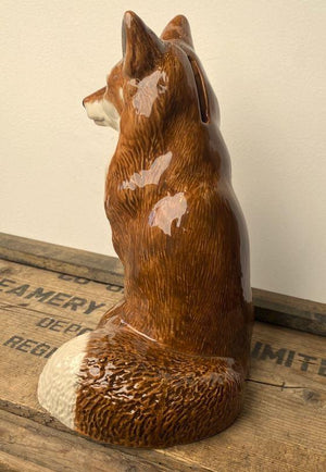 hand painted fox coin bank decor piece