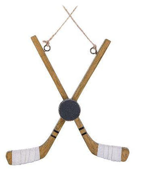 Crossed Hockey Sticks and Puck Ornament