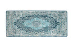 blue lydia chenille washable indoor rug, non slip backing, machine washable