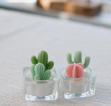 Cactus & Pink Succulent Tealight Candle
