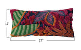 Hand Woven Fabric Botanical Lumbar Pillow