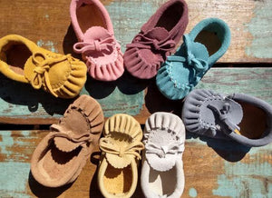 Baby Moccasins Turquoise Suede