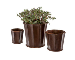 Leather-Effect Fluted Planter - Small