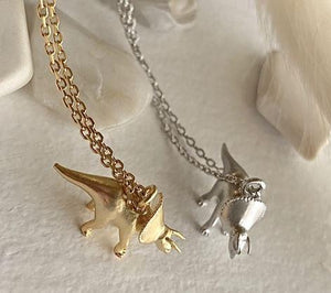Tiny Triceratops Silver Necklace