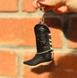 Black Leather Boot Keychain