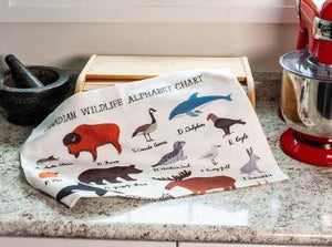 Canadian Wildlife Alphabet - Tea Towel