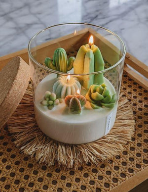 Cactus and Succulent Terrarium Sculpture Candle