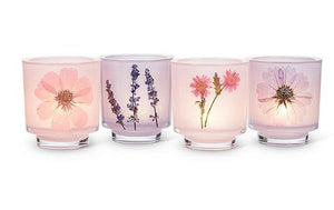 Pink Flowers Pressed Candle Holder