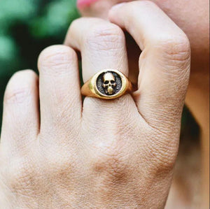 Calavera Signet Skull Ring