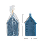 Tall Blue House Shaped Candle