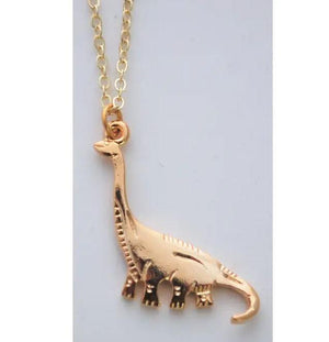 Apatosaurus Dinosaur Necklace Gold