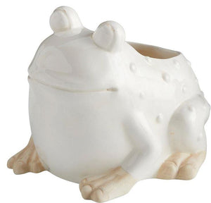 White Ceramic Frog Planter