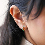 Greeny Crystal Huggie Hoop Earrings
