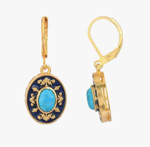 Turquoise & Enamel Dangle Earrings
