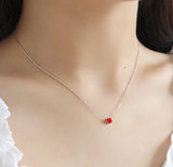 Sterling Silver Red Heart Necklace