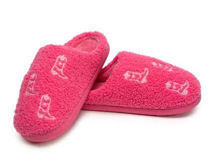 Pink Cowboy Boot Slippers M/L