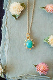 Turquoise Chrysoprase Sun Necklace