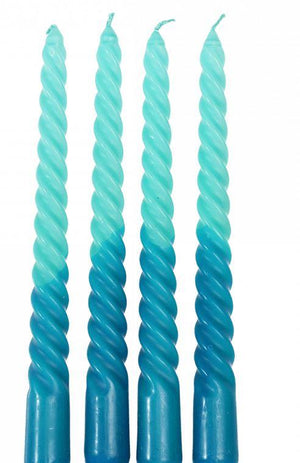 Blue Spiral Candles - Set of 4