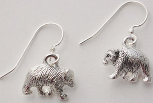 Silver Bear Dangle Earrings