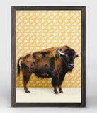 Bison n Yellow Min Framed Canvas