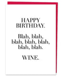 Happy Birthday Blah Blah Blah Wine Card