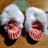 Baby Moccasins Flamingo Suede With Fur